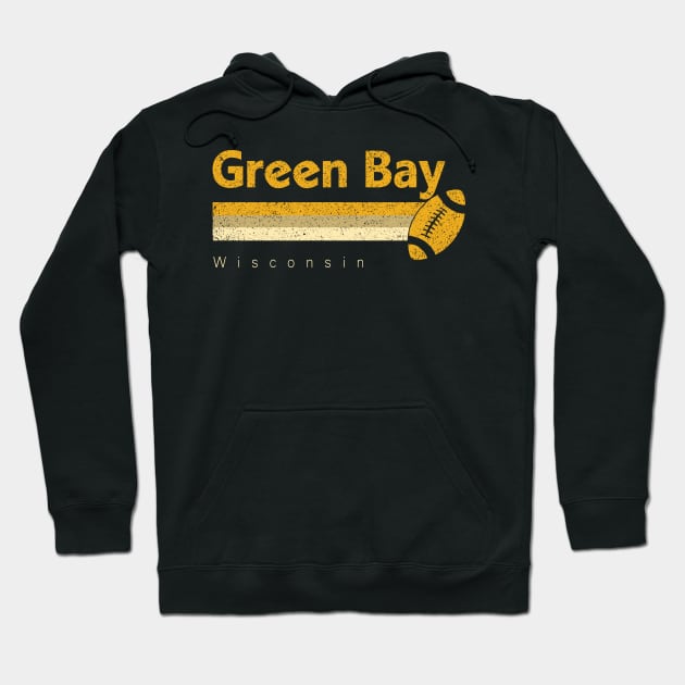 Vintage Green Bay Football Retro Wisconsin At Game Day Hoodie by Hong Lien 